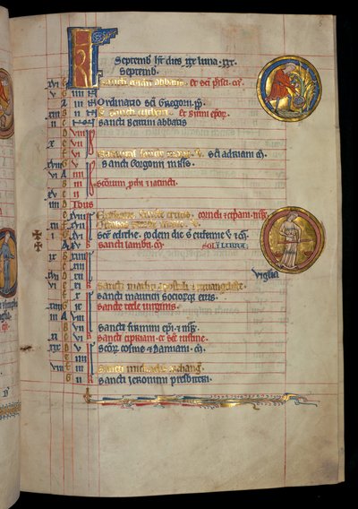 Ms 322 f.5r, Settembre, un uomo che raccoglie frutta, illustrazione dal 
